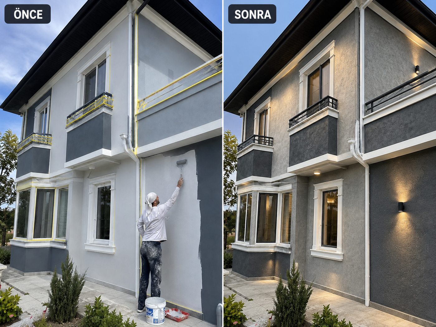 Bahçelievler dış cephe boya öncesi ve sonrası